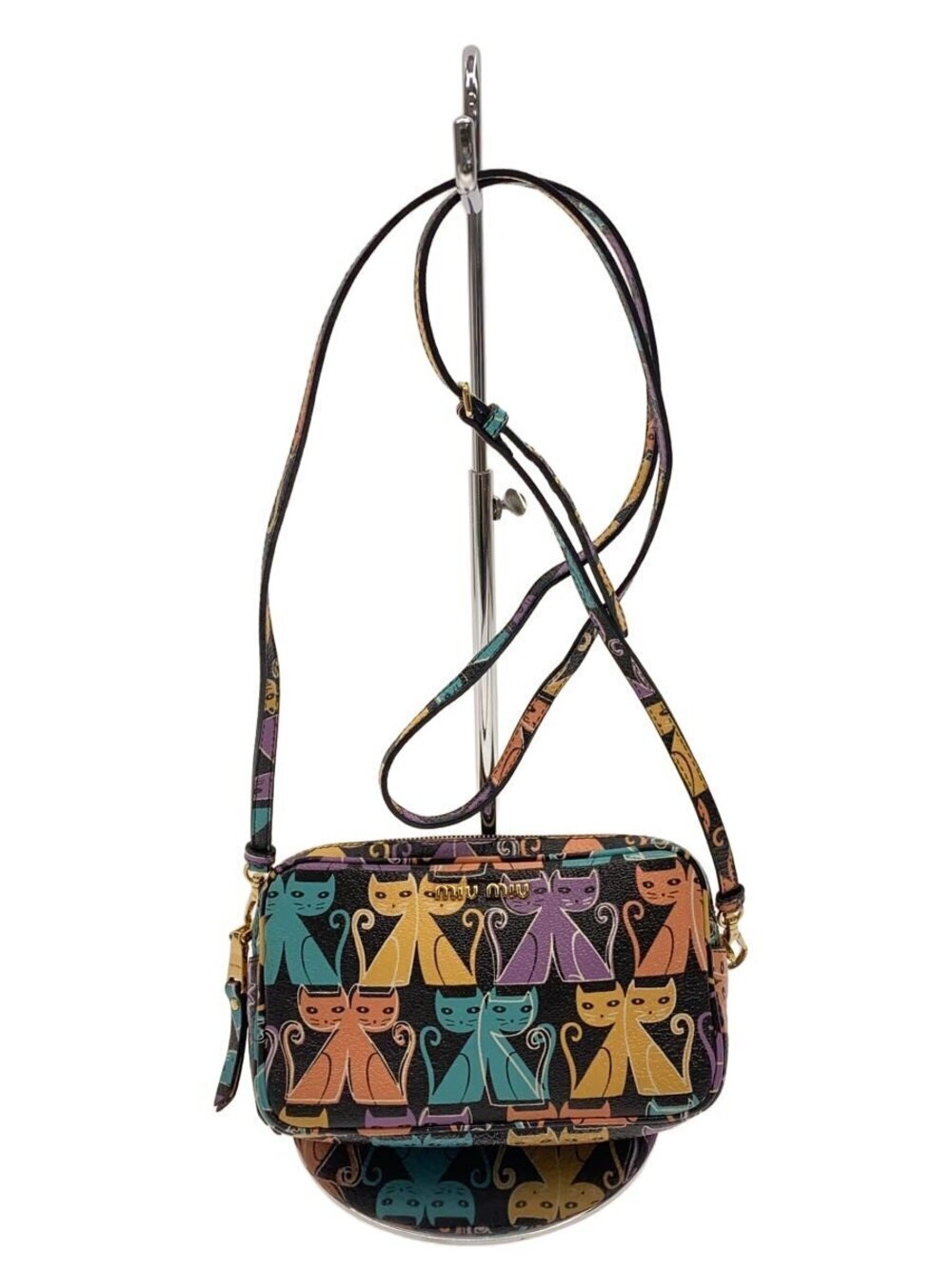 Miu Miu Shoulder Bag Cat Metal Black All over